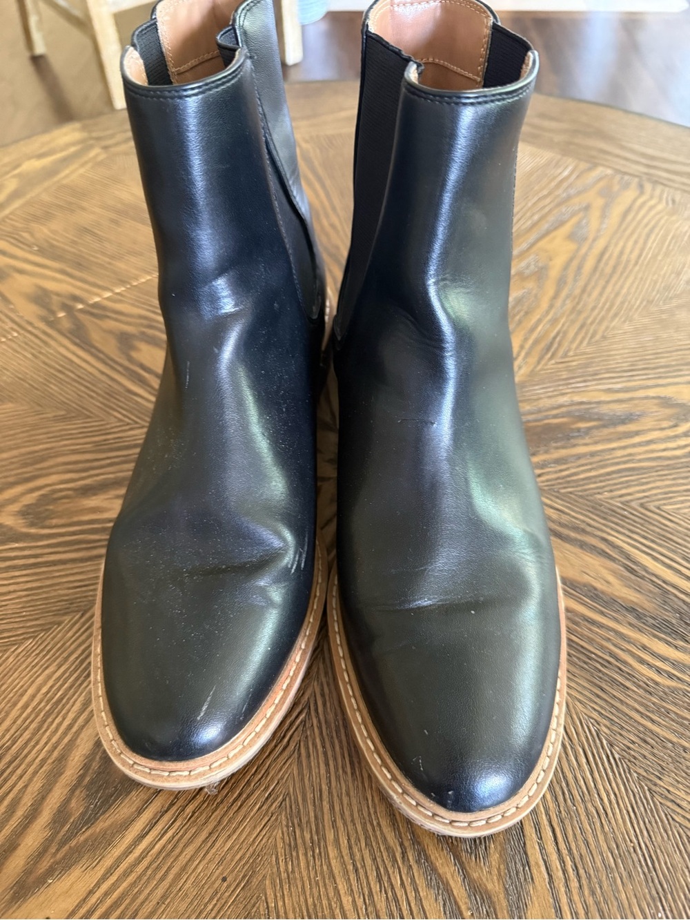 Black Chelsea Boots with Tan Welt